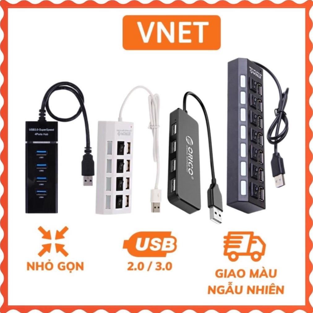 Bộ chia usb / Hub hình ổ điện 1 ra 4 cổng / 7 cổng có công tắc kèm đèn led chuẩn 2.0 và 3.0 và orico 4 cổng VNET-HUB06