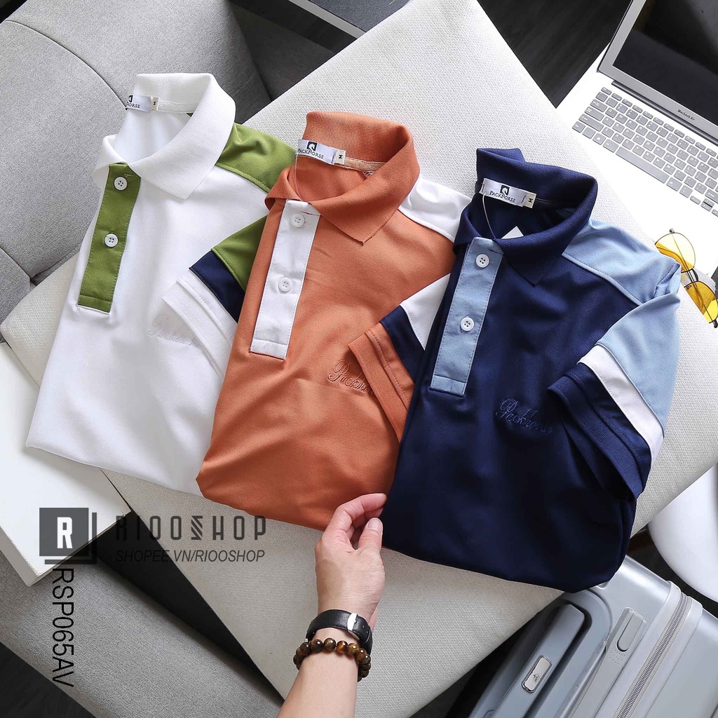 Áo polo form rộng nam, áo phông nam có cổ polo đẹp tay ngắn có size lớn big size phối 2 màu PH RSP065AV Riooshop | BigBuy360 - bigbuy360.vn