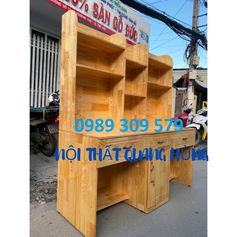 BÀN HỌC SINH GỖ ĐÔI TỰ NHIÊN (1m6 x Cao 1m8 x chân cao 75) CAO CẤP HCM