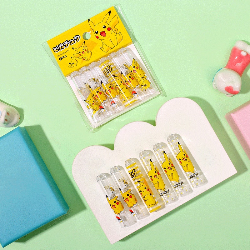 Set 6 Nắp Nhựa Bảo Vệ Bút Chì wj002 Họa Tiết Hoạt Hình Dễ Thương