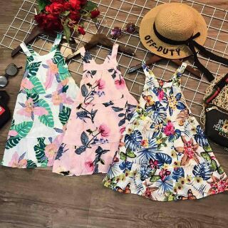 Váy lanh lụa 2 dây cho bé