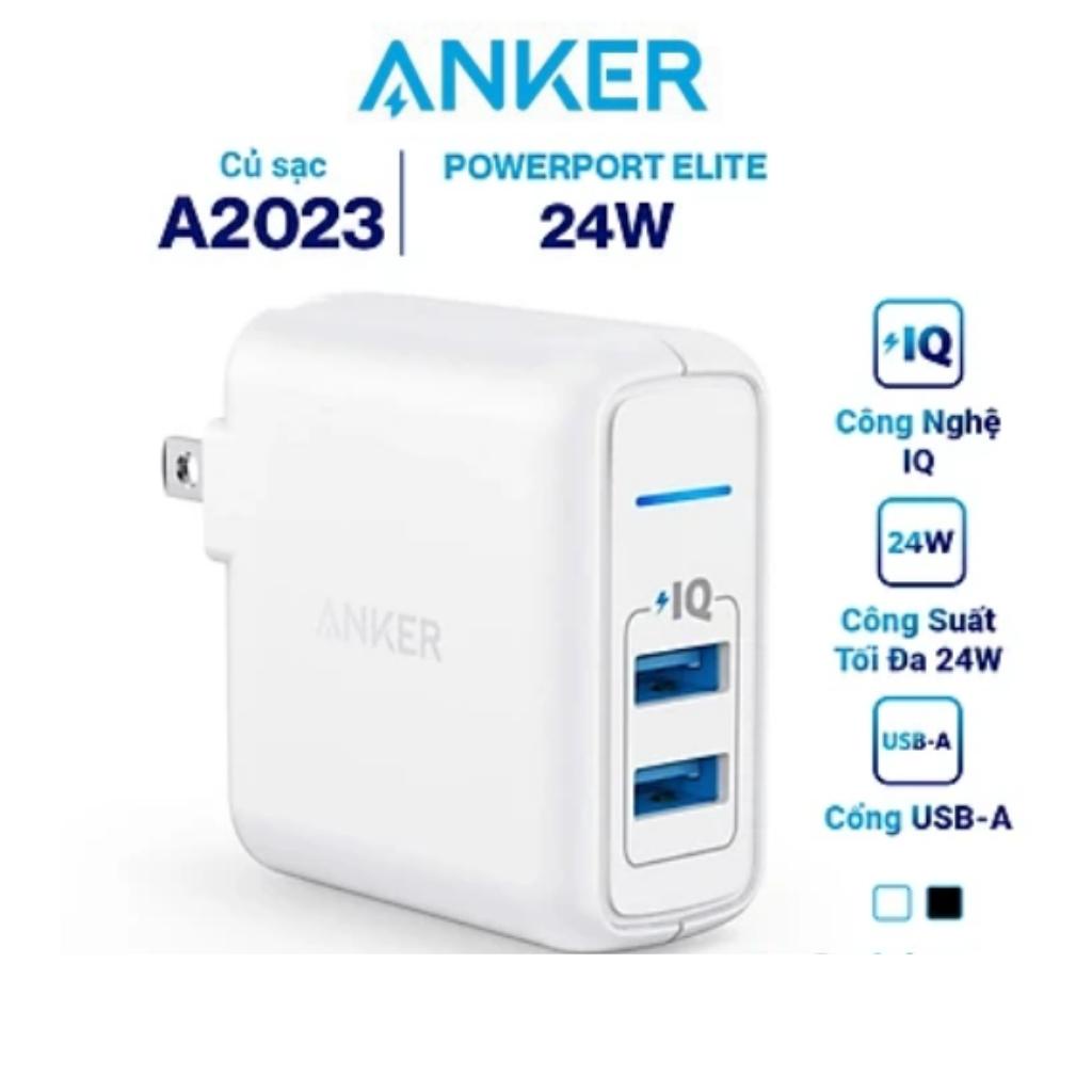 Củ Sạc nhanh, Cốc sạc ANKER PowerPort Elite 2 24w - A2023, Adapter sạc Anker - Hàng Chính Hãng