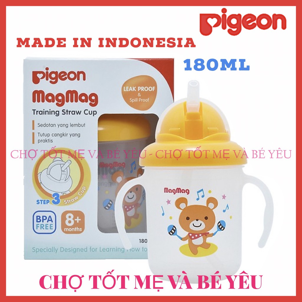 BÌNH TẬP UỐNG ỐNG HÚT CHO BÉ PIGEON 180ML