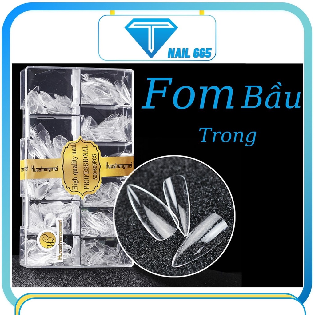 Móng úp tay nail fom bầu . Móng úp HSM fom bầu loại sịn deo , hôp 500 móng