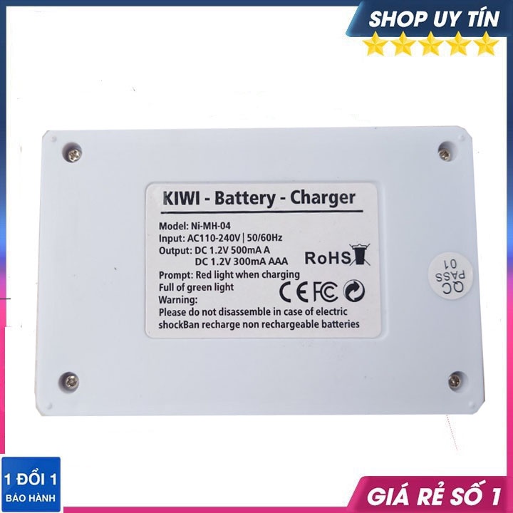 Combo Bộ Sạc Pin + 4 Viên Pin Tiểu AA 2800mAh kiwi chuyên cho Micro Không Dây.