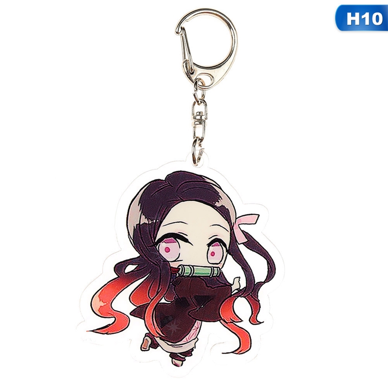 flowersqueen Móc chìa khóa in họa tiết hoạt hình Kimetsu no Yaiba xinh xắn bằng nhựa