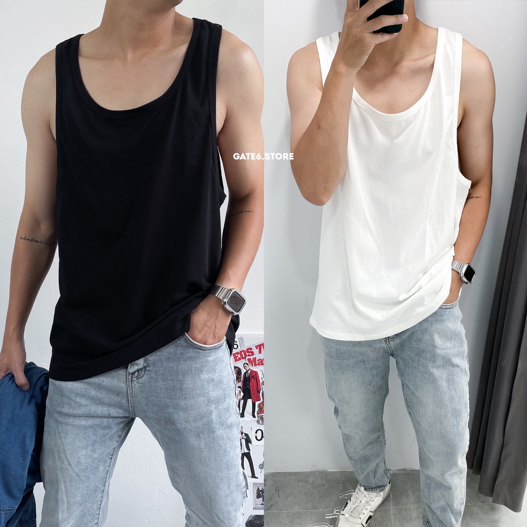 Áo Phông Nam GATE6 tanktop, áo thun 3 lỗ 100% cotton form loosefit thoải mái không ôm - #0036