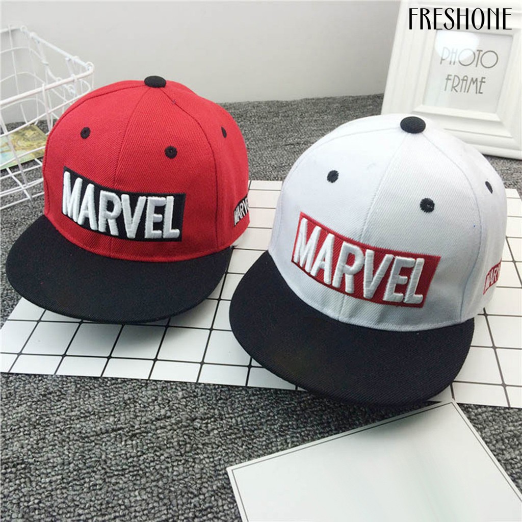 MARVEL Nón Snapback Hoạ Tiết Thêu Phong Cách Hip-Hop Cho Bé