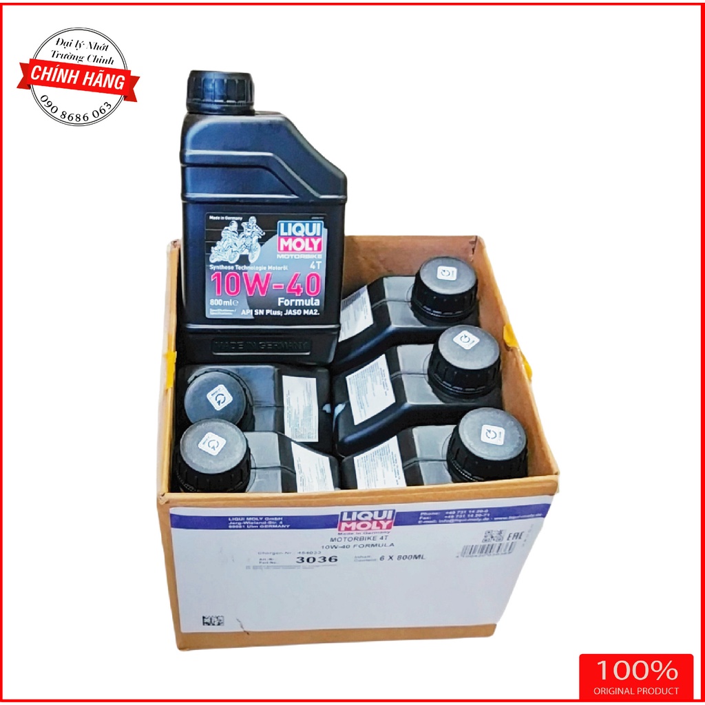 [Mã LIFEAU5SALE giảm 10% đơn 50K] Thùng 6 bình Liqui Motorbike Formula 10W40 Bán tổng hợp dành cho xe số 800ML