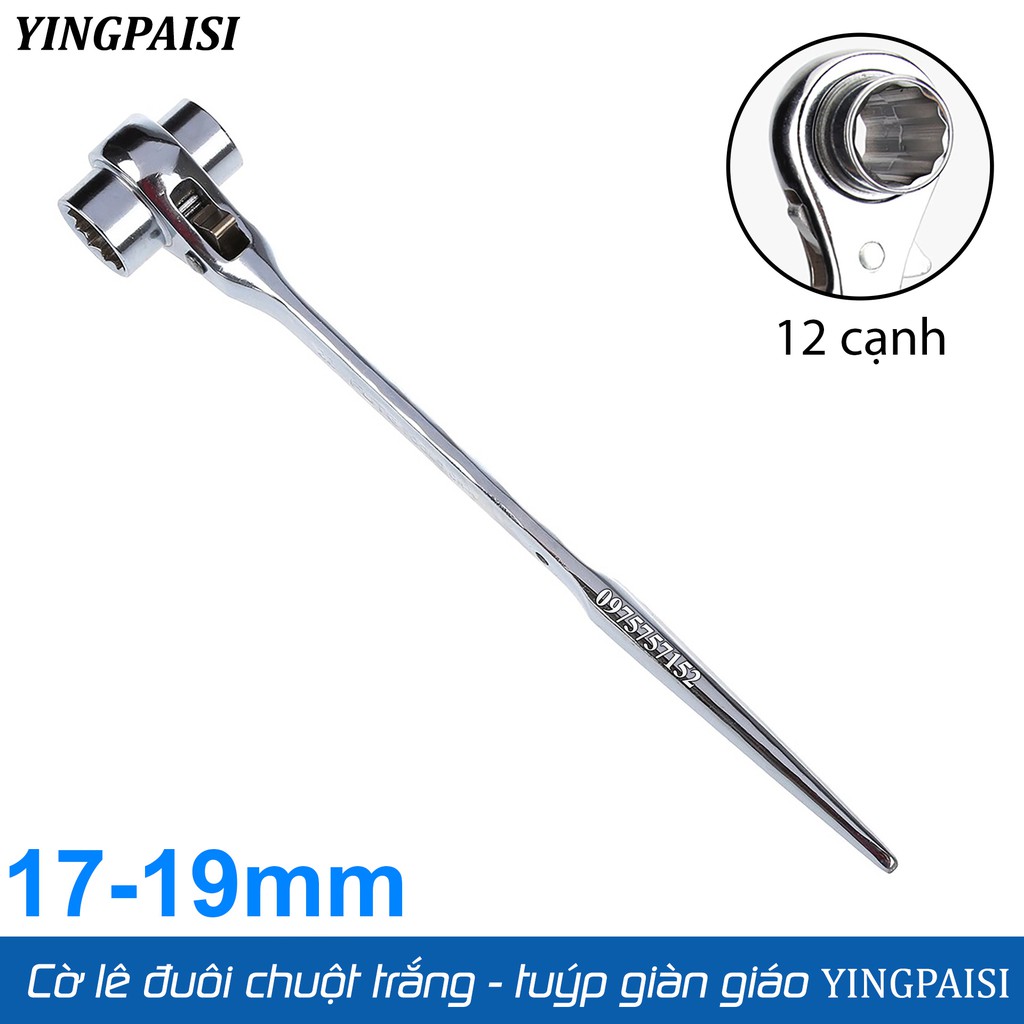 Cờ lê đuôi chuột trắng 17-19 mm, cờ lê giàn giáo tự động YINGPAISI thép CR-V, tuýp giàn giáo đa năng 2 đầu (Màu trắng)