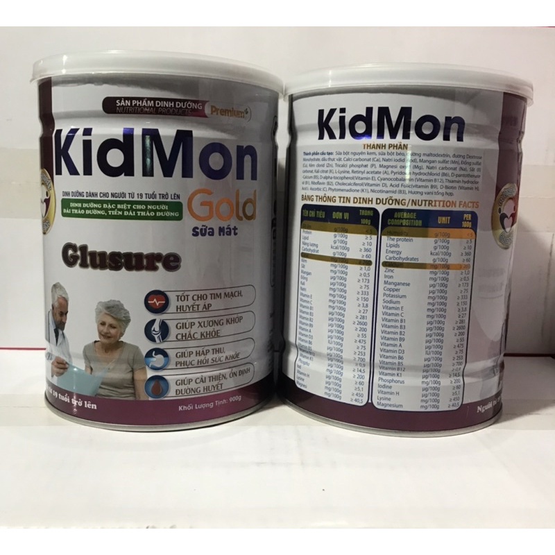 Sữa mát cho người tiểu đường KidMon Glusure Gold 900g- Sữa dinh dưỡng đặc biệt dành cho người đái tháo đường