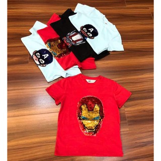 Áo Cộc Tay Bé Trai siêu nhân kim sa lật