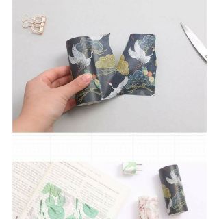 Băng dính trang trí Washi tape Chim hạc Và Washi tape Hoa bản to