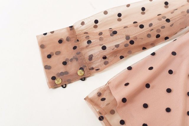 Sơ mi oriana chấm bi màu nâu tây