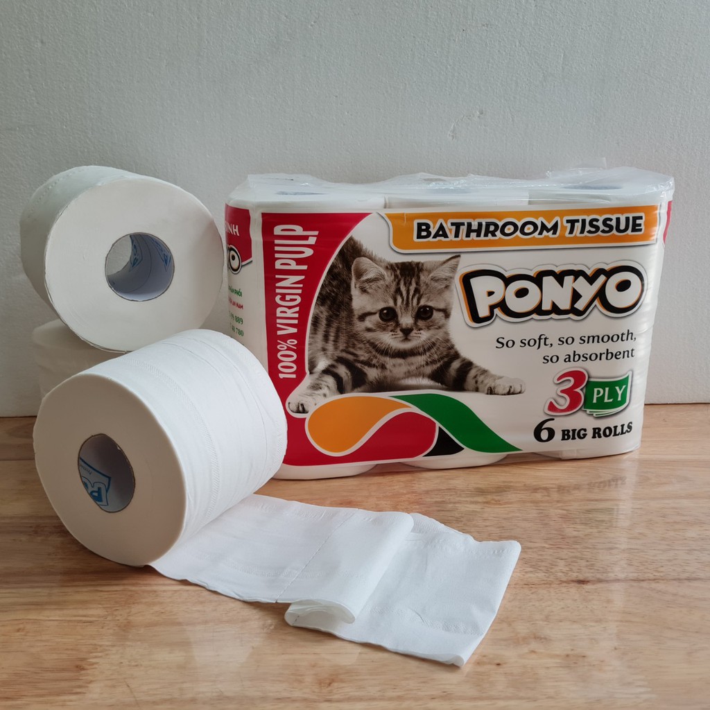 (P127) Combo giấy vệ sinh PONYO, giấy lau tay, giấy lụa lau mặt, giấy ăn vuông cao cấp