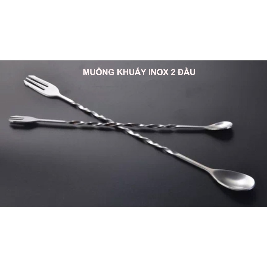 Muỗng Khuấy Bar Spoon Inox 2 Đầu