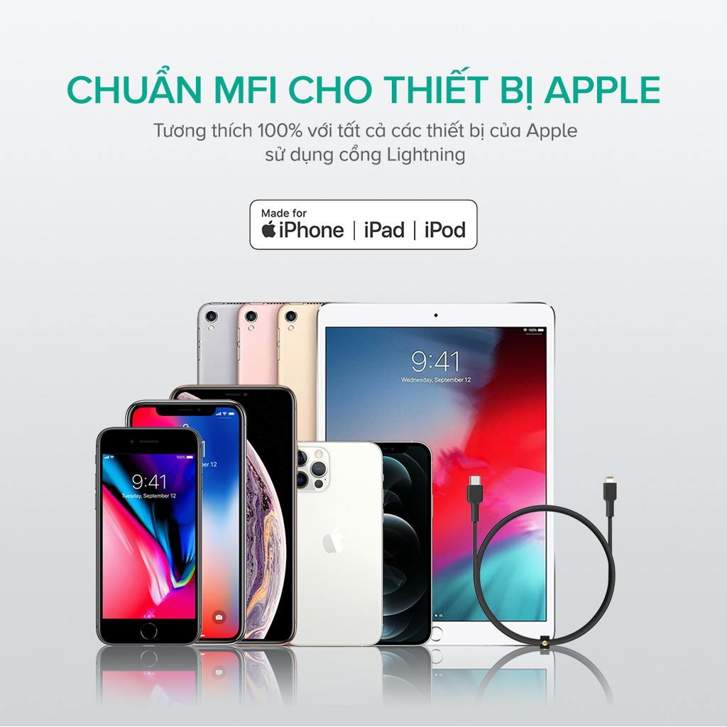 Combo Sạc Nhanh 20W iPhone AUKEY | Cốc Sạc 20W PA-B1, Cáp MFI C to Lighnting 20W CB-CL1