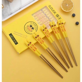 Set 5 đôi đũa vịt vàng cute