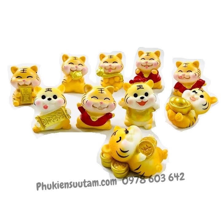 Tượng Nhựa Con Cọp Cute Dễ Thương , Chất liệu Nhựa, trưng bày trên bàn sách, xe oto - SP005465