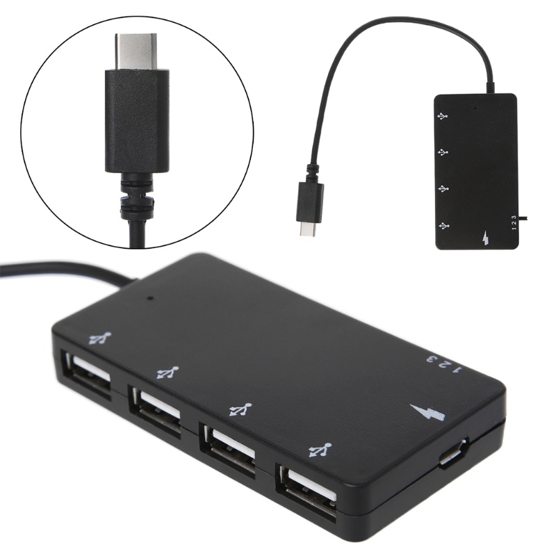 Bộ Chia 4 Cổng Sạc Type C Otg Cho ĐT/Máy Tính Bảng/Pc/laptop táo