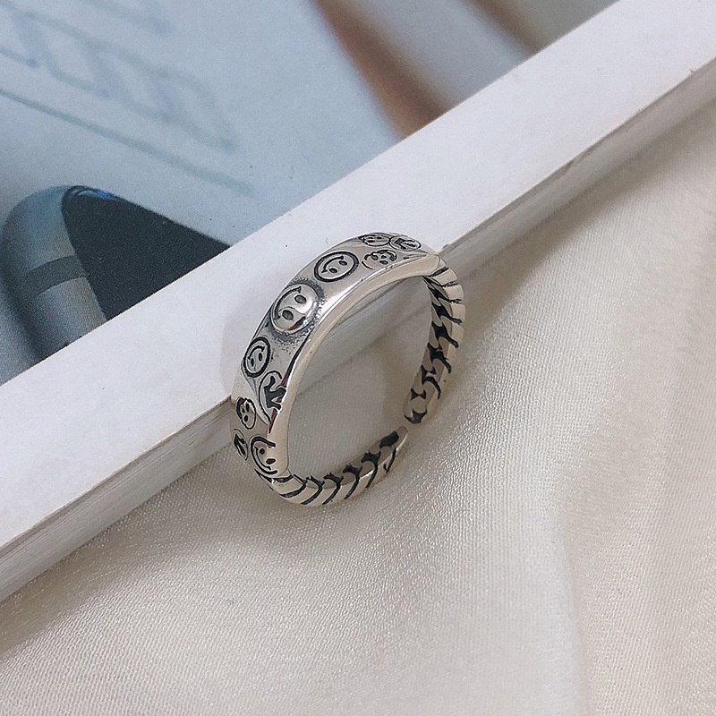 Nhẫn Hình Mặt Cười Phong Cách retro Thời Trang