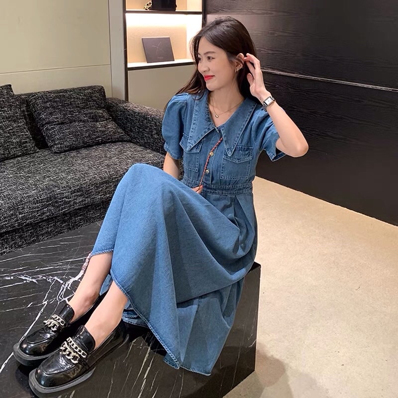 Đầm jean bò ngắn tay dễ thương