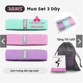 BỘ 3 DÂY TẶNG TÚI LƯỚI + HDSD- Dây Kháng Lực Miniband Tập Mông Aolikes