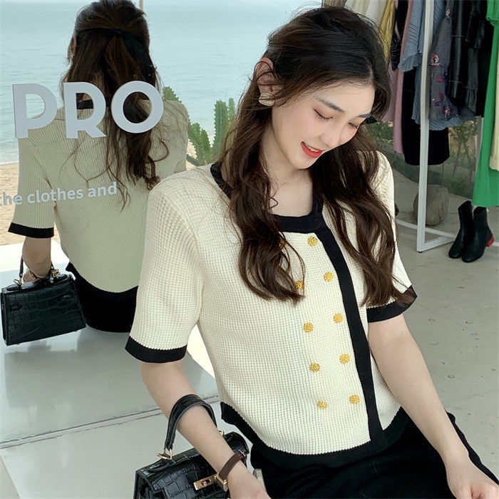 Áo Cardigan Dệt Kim Tay Ngắn Phong Cách Hàn Quốc Đơn Giản Cho Nữ  tao bao