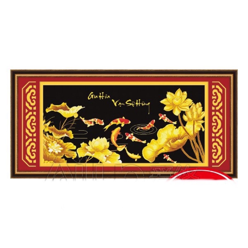 Tranh thêu chữ thập cá Gia Hoà Vạn Sự Hưng 3D AIluo AL53350 |143x76cm| chưa thêu
