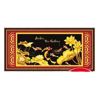 Tranh thêu chữ thập cá Gia Hoà Vạn Sự Hưng 3D AIluo AL53350 |143x76cm| chưa thêu