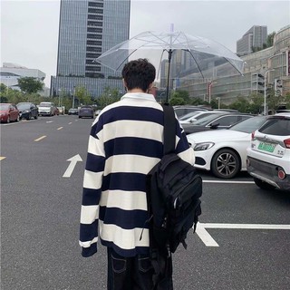 Áo sweater cổ polo kẻ