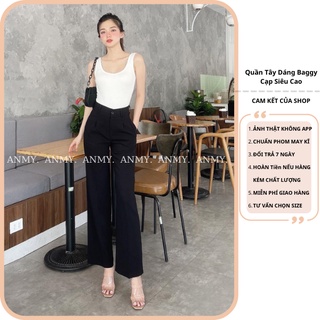 Quần ống suông nữ lưng cao AMY ống rộng dáng suông cạp cao siêu đứng form tôn dáng chất vải không nhăn không xù Q618