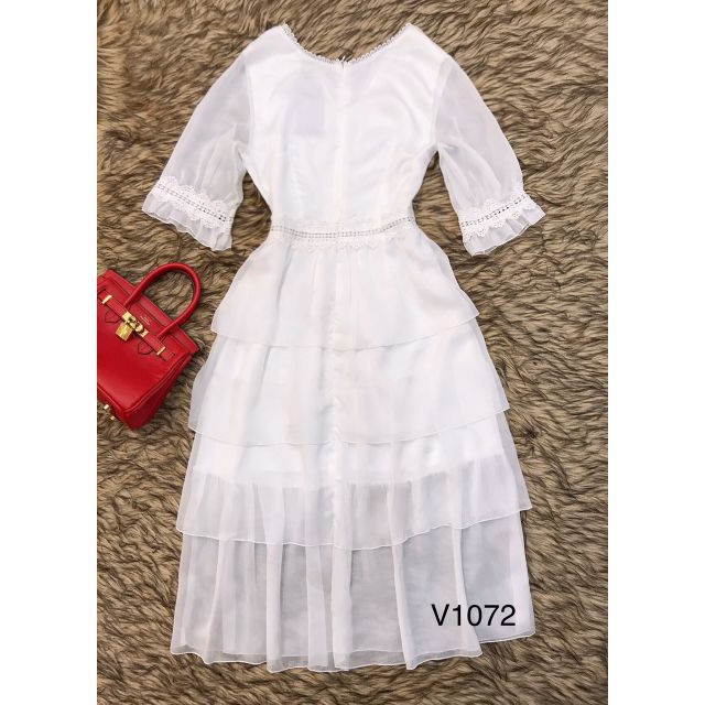 [ xả kho ] MiD Đầm cổ V 3 tầng V1072 Mie Design ảnh thật