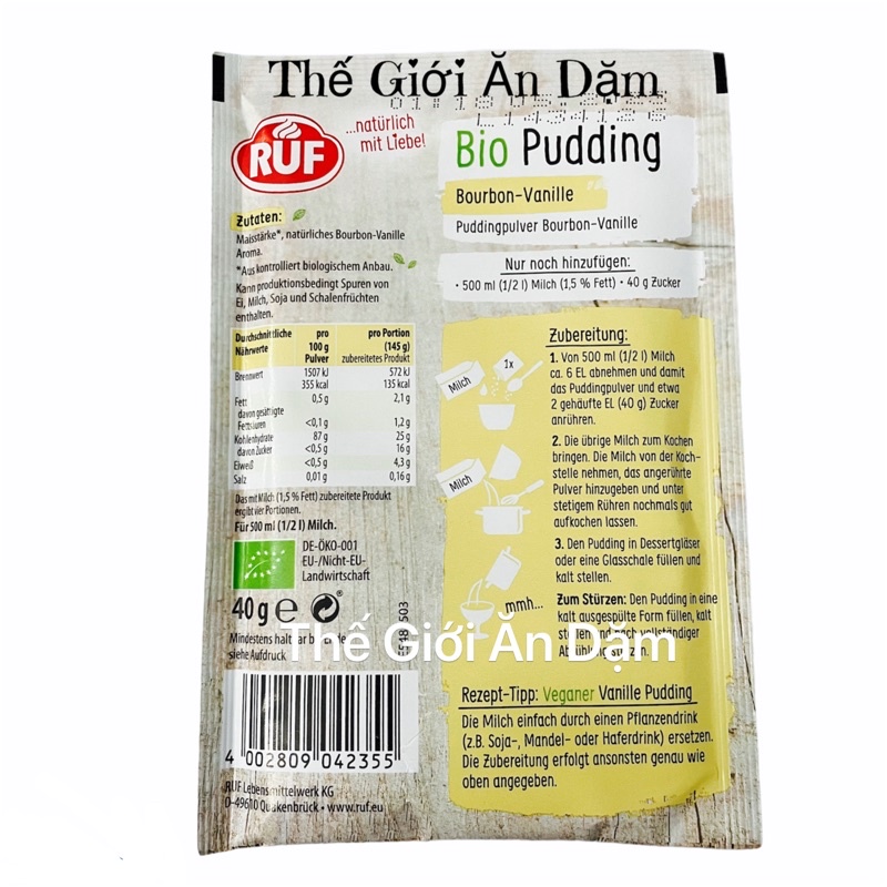 Bột Làm Pudding Hữu Cơ RUF 40g