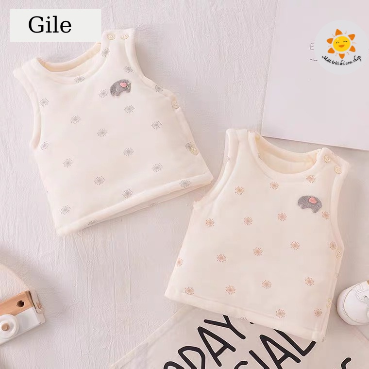 Áo Gile Chần Bông Hữu Cơ, Phong Cách Hàn Quốc In Hình Voi Ngộ Nghĩnh Cho Bé Trai, Bé Gái