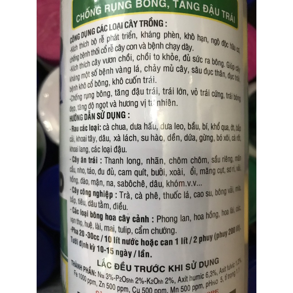 GROWMORE HUMIC ACID 322 –1000ml PHÂN BÓN LÁ HỮU CƠ DÀNH CHO CÂY TRỒNG Nhãn vàng hoặc nhãn xanh