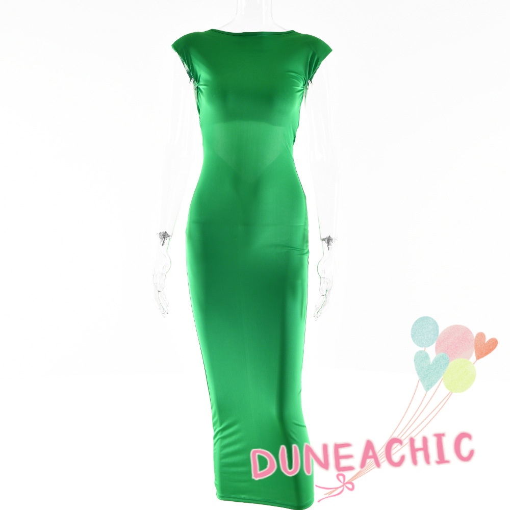 DUNEA Đầm Dài Hở Lưng Màu Trơn Quyến Rũ Thanh Lịch Dành Cho Nữ