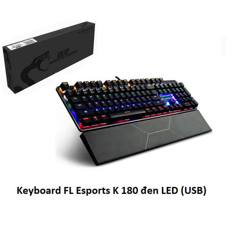 BÀN PHÍM CƠ BLUE SWITCH FL ESPORTS K 180 MÀU ĐEN CÓ ĐÈN LED DÂY DÙ USB 2.0 CHUYÊN GAME