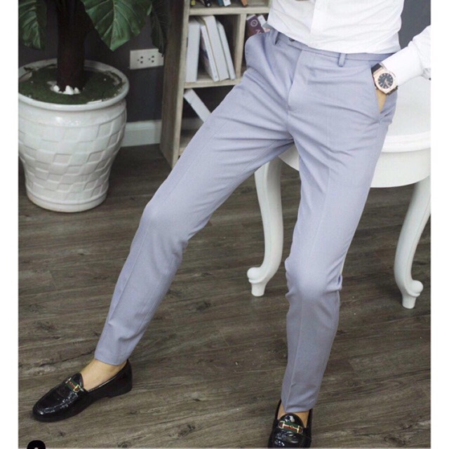 Quần âu màu xám lông chuột, ống côn, dáng Hàn