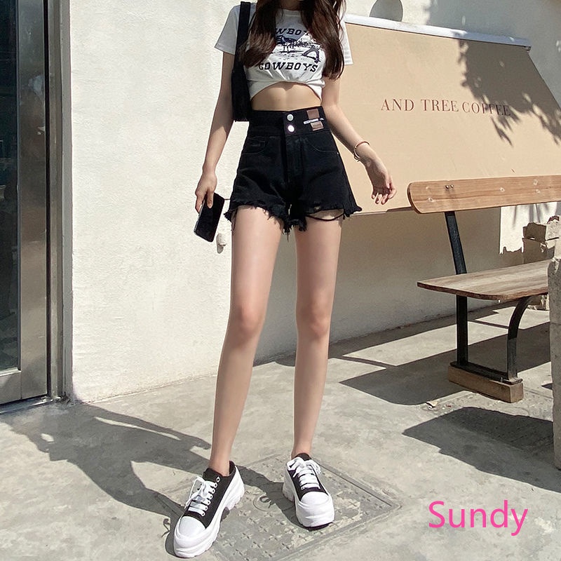 Quần Short Denim Lưng Cao Ống Rộng Plus Size Thời Trang Mùa Hè Dành Cho Nữ