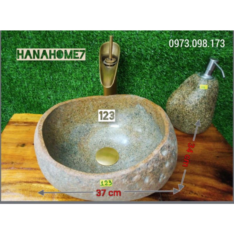 Chậu lavabo rửa mặt đá cuội size M