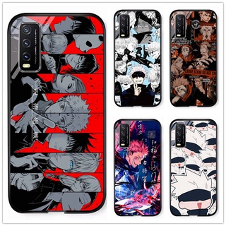 Dành Cho Vivo Y20 / Y20S / Y20i / Y12S / v2027 Anime Jujutsu Kaisen Yuji Itadori Gojo Satoru Kính Cường Lực Chống Sốc Vỏ Điện Thoại Cứng Ốp Lưng DIY