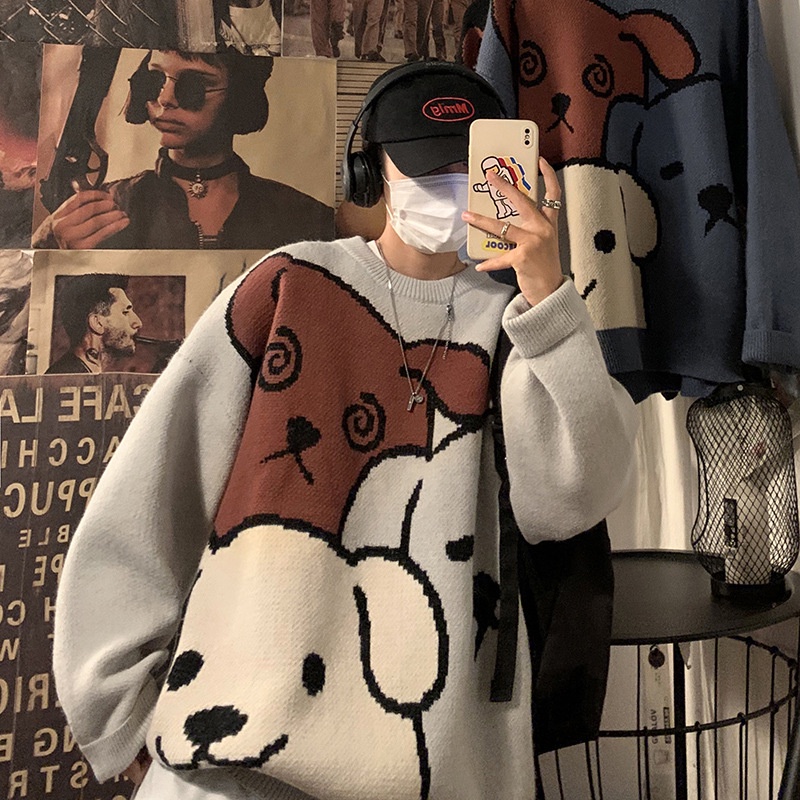 Áo Sweater Dệt Kim Dày Dặn Dáng Rộng Phong Cách Hàn Quốc Thời Trang Thu Đông Cho Nam Giới