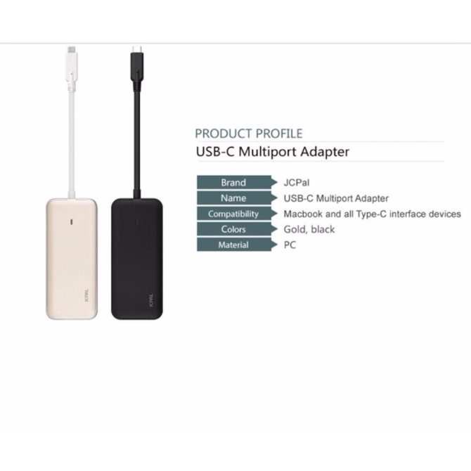 Cáp Jcpal USB Type C Multiport Adapter ( 2 USB 3.0+ HDMI+ USB-C+ Thẻ nhớ )