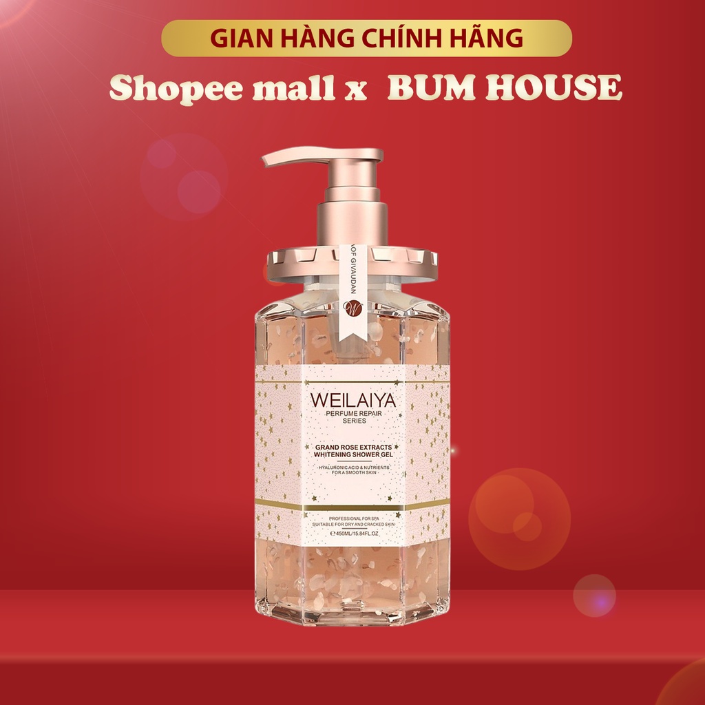 Sữa tắm nước hoa Weilaiya tinh chất hoa hồng Damask 450ml