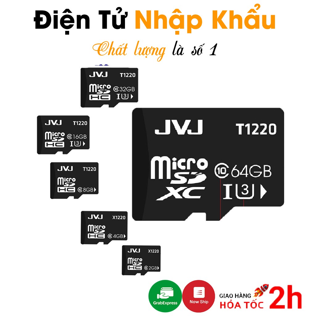 Thẻ Nhớ 64GB/32GB/16GB/8GB/4GB/2GB JVJ Micro SD Class 10 U3 Tốc Độ Cao Tương Thích Mọi Thiết Bị