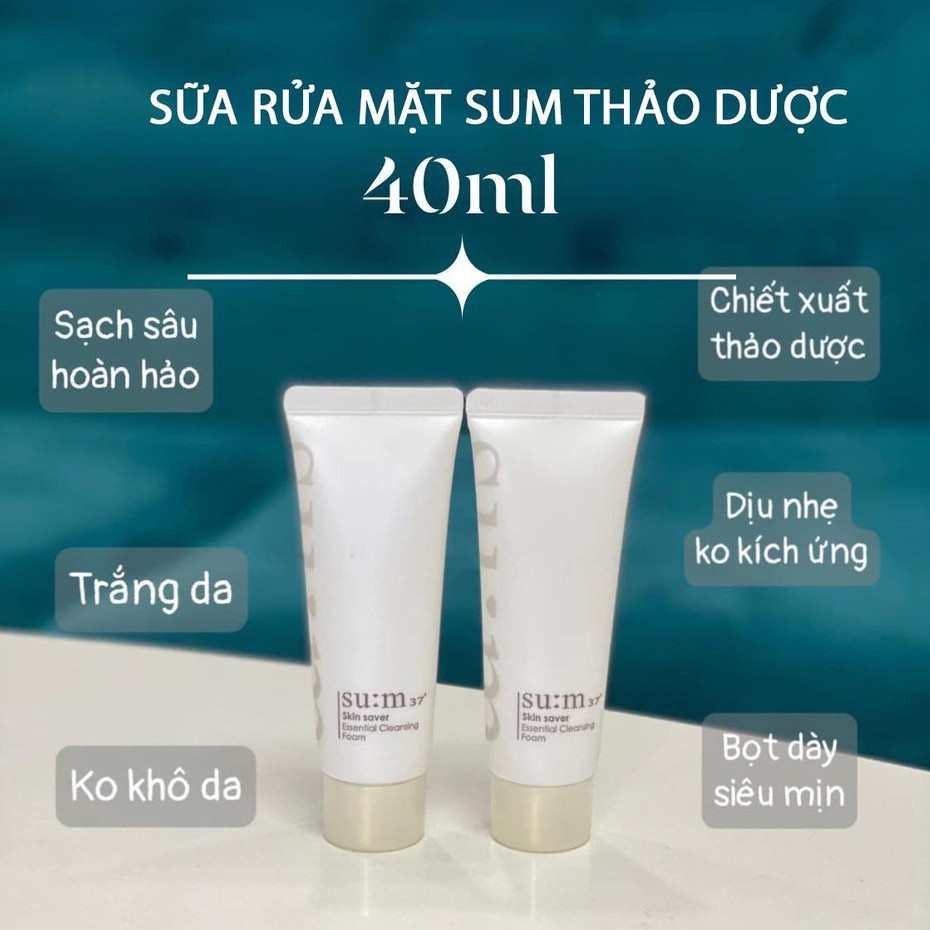 Sữa Rửa Mặt Làm Sạch Sâu Và Dịu Nhẹ Su:m37 Skin Saver Essential Cleansing Foam 40ml