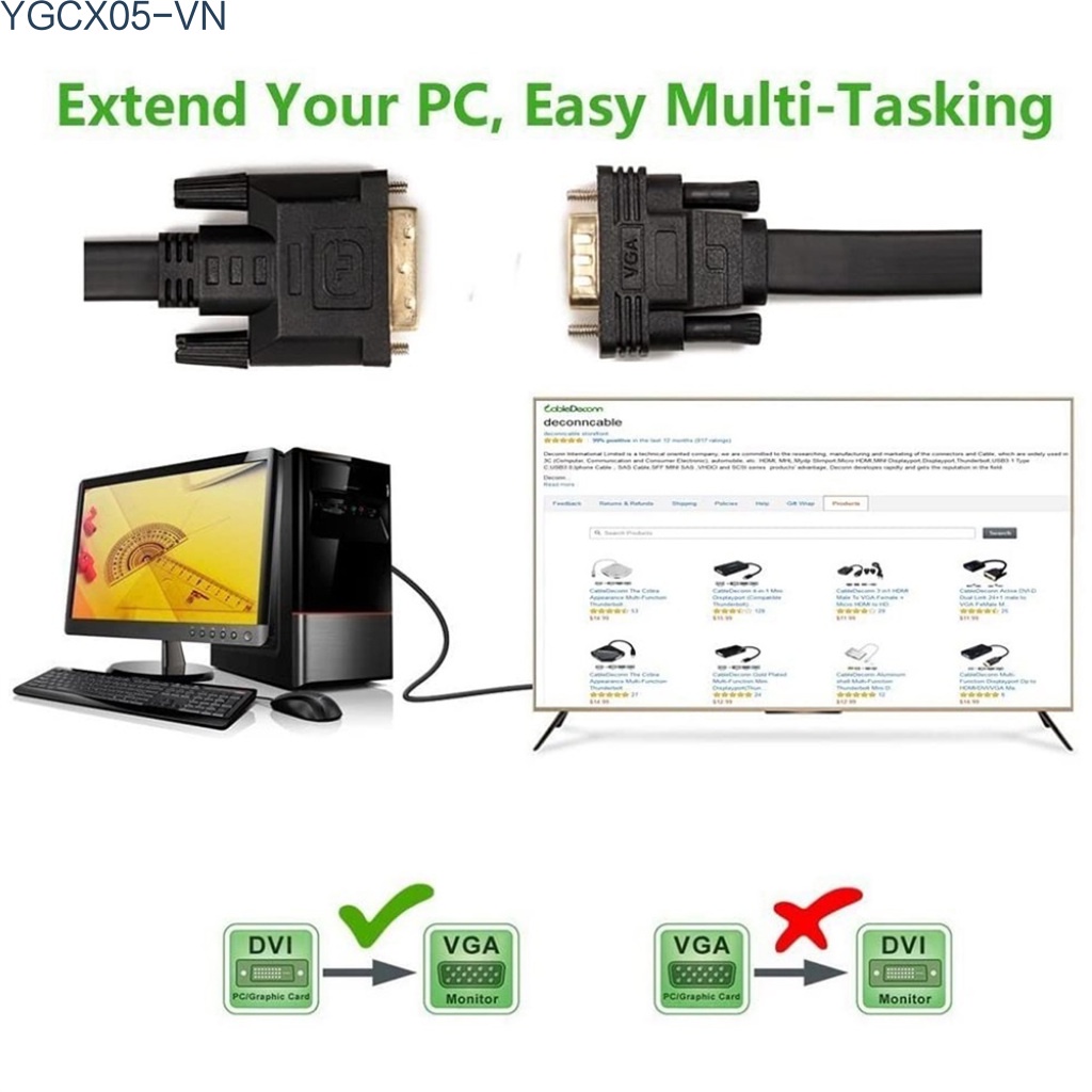Dây Cáp Chuyển Đổi Dvi Sang Vga 1080p Hd Dvi 24 + 1 Dvi-D Đực Sang Vga Đực Cho Pc Dvd Monitor Hdtv | BigBuy360 - bigbuy360.vn