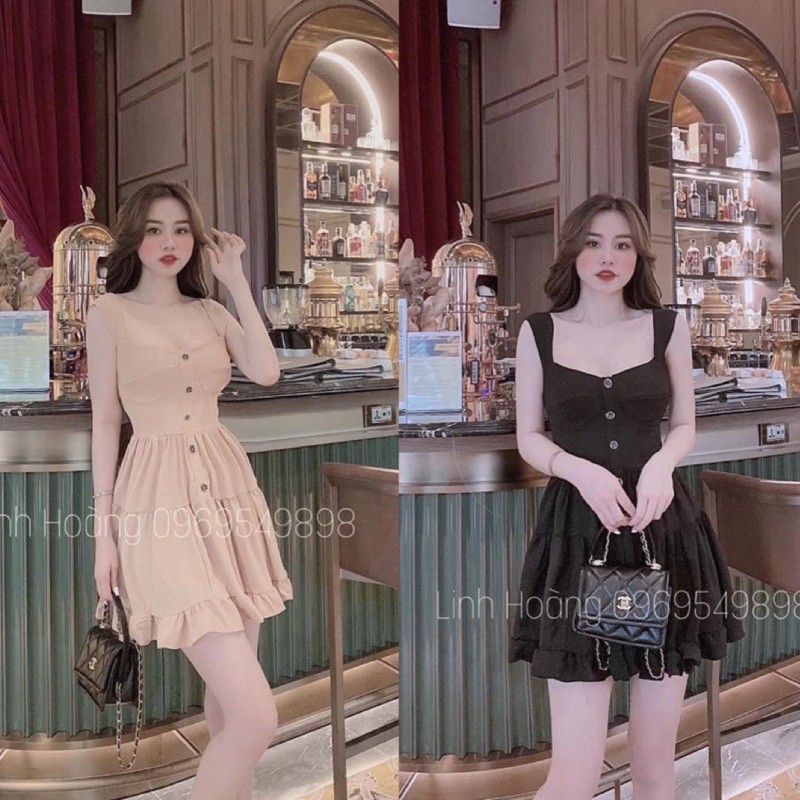 [Mã WASTMAY giảm 15% tối đa 30K đơn 150K] BÁN SỈ VÁY XOÈ 2S BÈO CÚC DỌC 2 MÀU ĐEN BE CHO NỮ