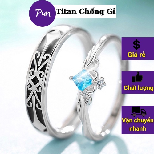 Nhẫn đôi nam nữ MẠ BẠC mẫu MỚI NHẤT Free Size kiểu dáng uyên ương - Nhẫn Đôi King &amp; Queen